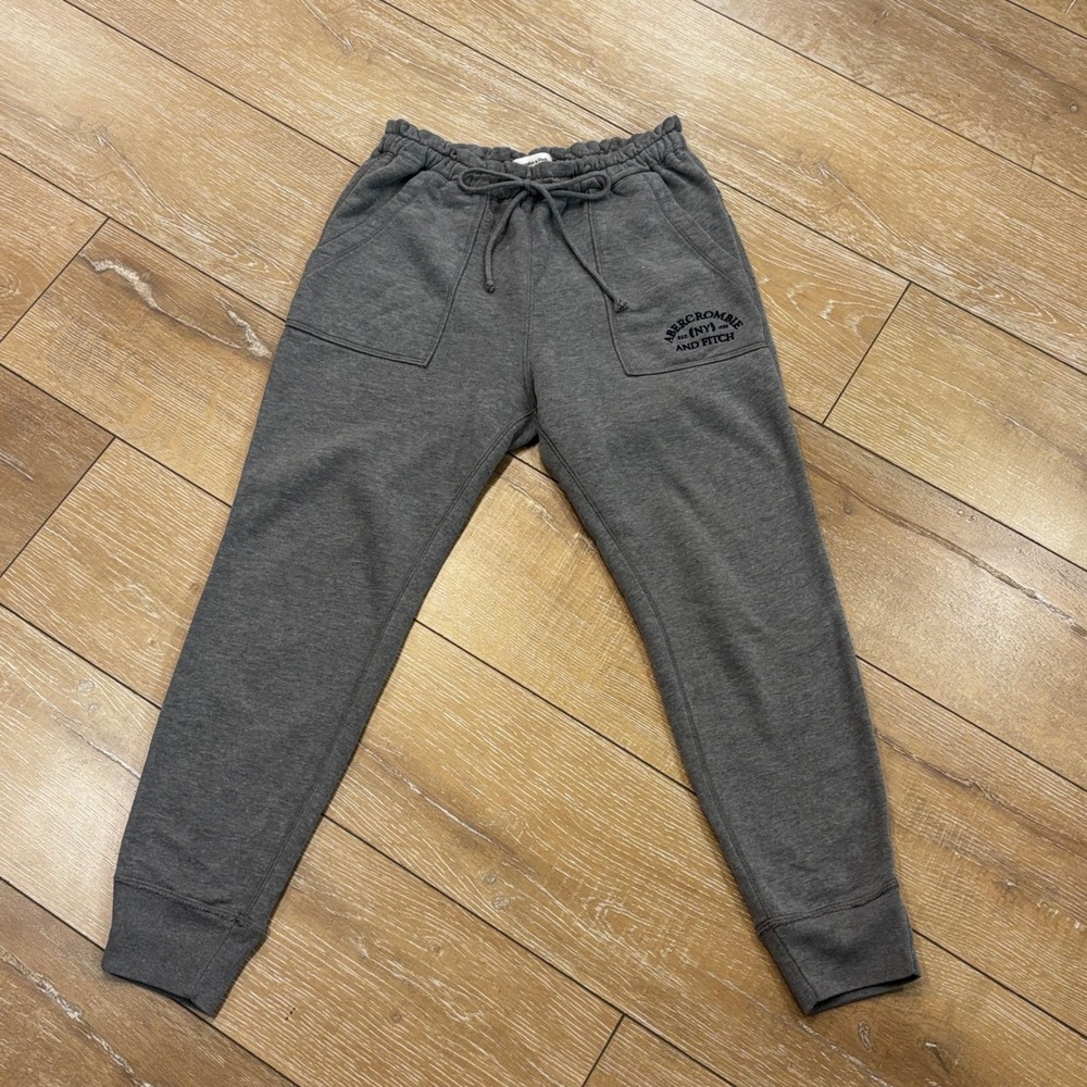 Abercrombie & Fitch Soft A&F Collection Gray Jogger Sweatpants Embroidered Logo